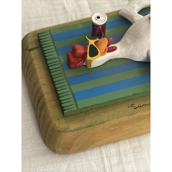 Vintage Bryan McNutt Dept56 Whimsical Chicken “sunny side Up” Folk Art Beach Fun - Picture 5 of 6